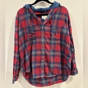 American Eagle Outfitters Red and Blue Plaid Kids Shirt